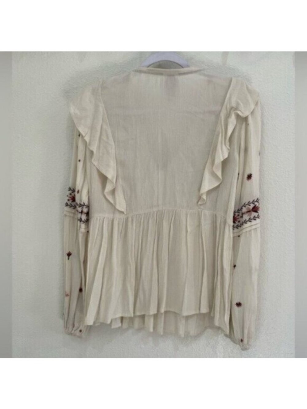 Knox Rose Embroidered Boho Top Neutral Feminine Western Long Sleeve Cowgirl - Picture 6 of 7